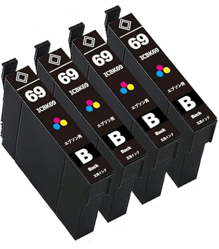 Amazon.co.jp: エプソン ICBK69/69L 互換インク ブラック 4個セット